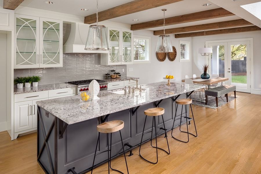 Adonis white granite kitchen island